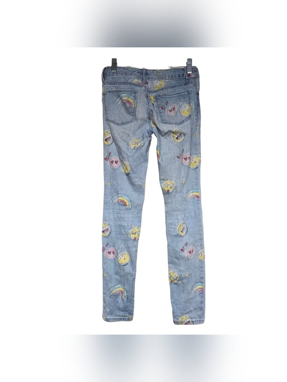 Gap Denim Happy Face Jeans Girls Blue Yellow Pink Heart Eyes 12 - Picture 2 of 6